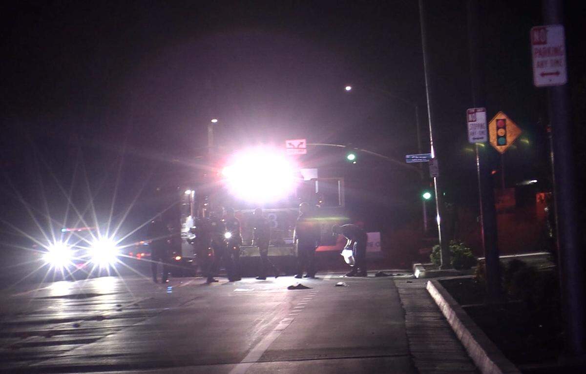 A woman was killed after she was struck by a vehicle in Fresno, California on Friday, Oct. 21, 2022.