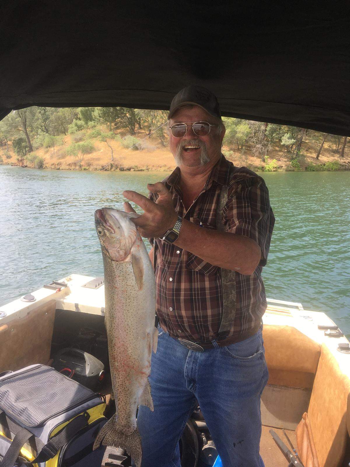 Stan Strohmeyer of Escalon shows off his June 1 catch at Lake Tulloch. He says he was surface trolling with a Bass Pro 4-inch Boss Shad.