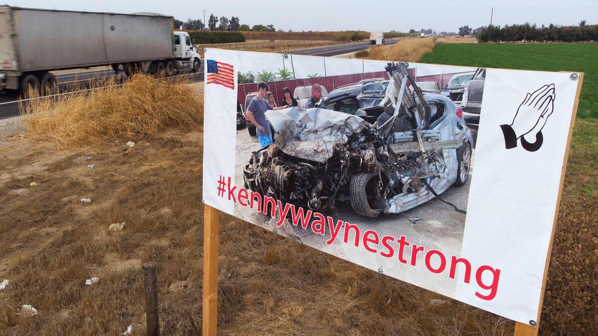 One of six signs warning motorists of the dangerous nature of Highway 41, photographed Friday, Nov. 20, 2020 near Caruthers in southern Fresno County. A Facebook group called Widen Highway 41 won the backing of Fresno County elected officials to pressure Caltrans into accelerating plans to widen the two-lane stretch that Assemblyman Jim Patterson, R-Fresno, called “a death trap” north of the Kings County line.