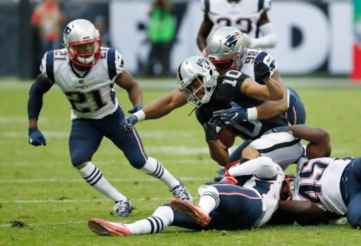 The Las Vegas Raiders welcome the New England Patriots to Allegiant Stadium on Sunday, Dec. 18, 2022.