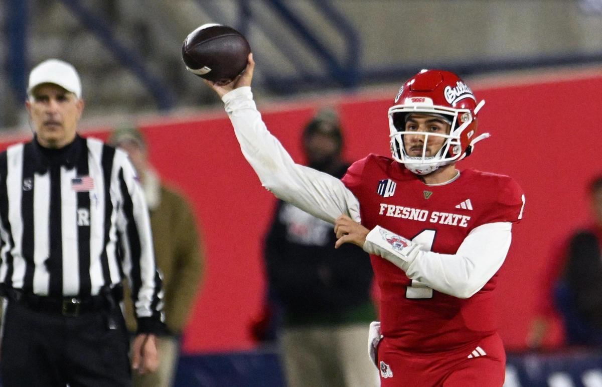 Fresno State quarterbcak Mikey Keene passes against Colorado State Saturday, Nov. 23, 2024 in Fresno.