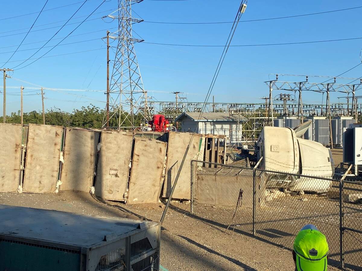 A big rig hauling chickens overturned near Jensen and Cornelia avenues near southwest Fresno on Friday, Aug. 26, 2022.