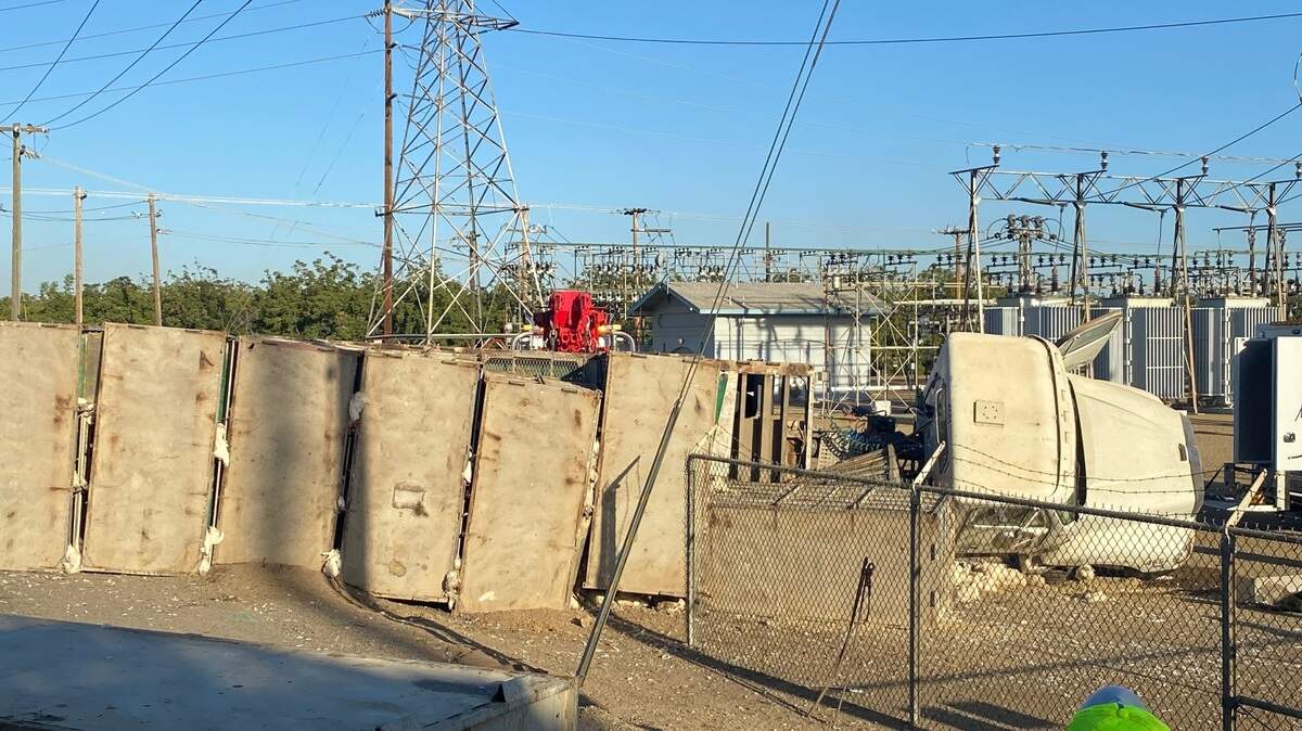 A big rig hauling chickens overturned near Jensen and Cornelia avenues near southwest Fresno on Friday, Aug. 26, 2022.