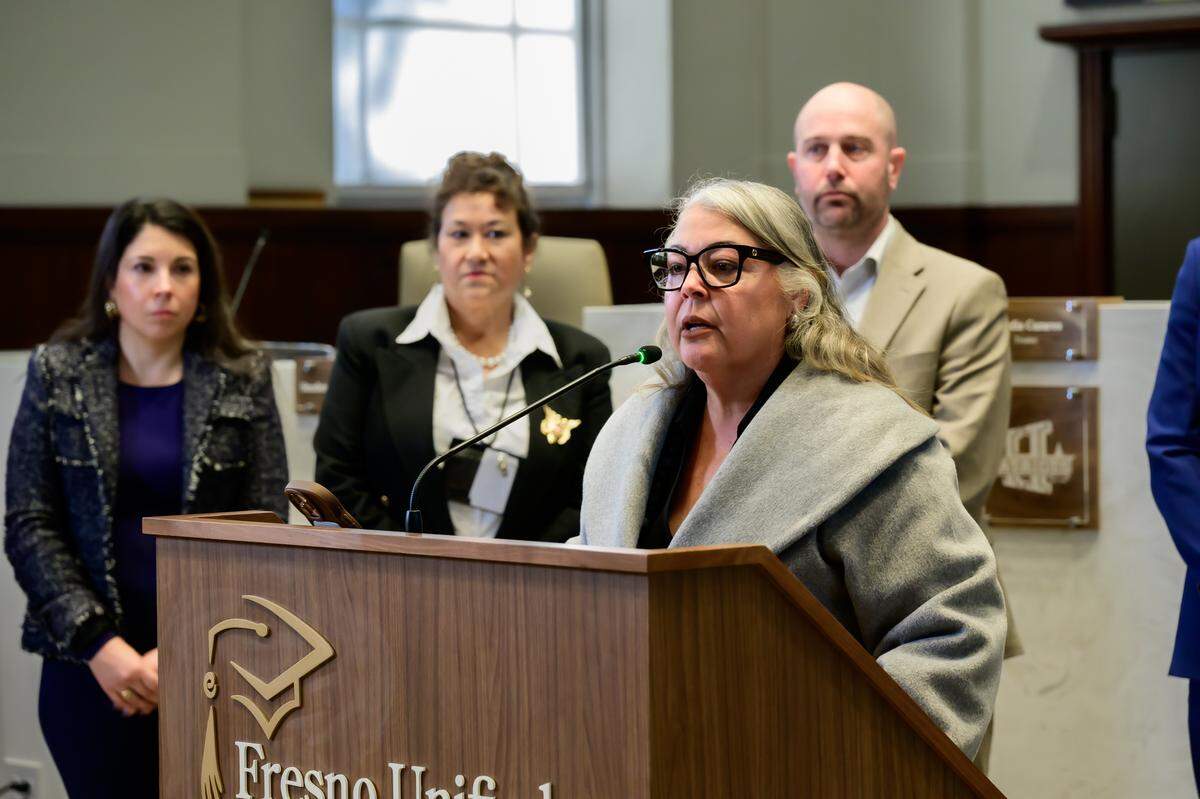 Fresno Unified’s board members attended a press conference on Jan. 12, 2026.