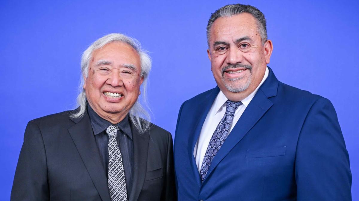 José Martínez Saldaña, the new co-director of Radio Bilingüe (right), will share responsibilities with founder Hugo Morales (left).