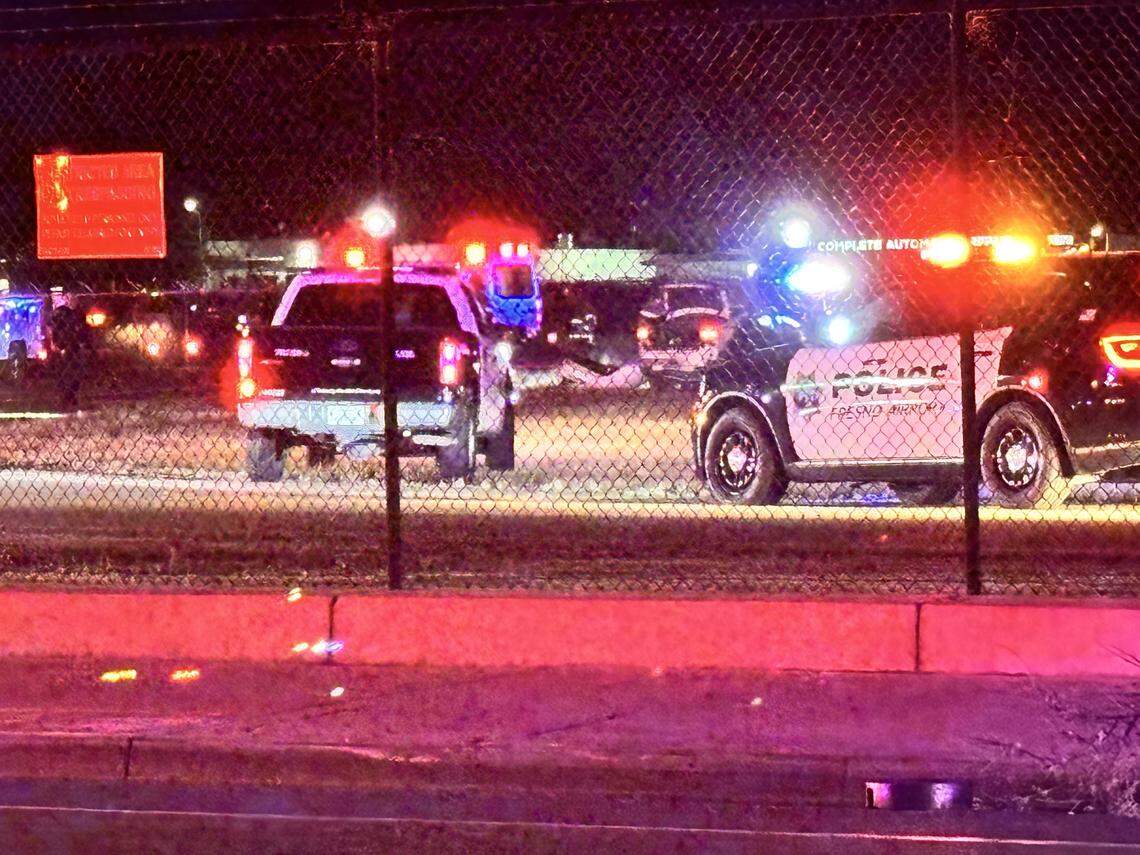 Fresno Airport Police, Fresno Police Department and Fresno Fire Department responded after a vehicle collided with another car and went through an airport fence on Friday, April 10, 2026.