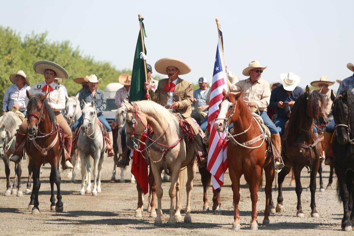 The annual parade in honor of Joaquín Murrieta on the weekend of July 24 and 25, 2021. Horseriders participating the annual Joaquín Murrieta Horse Pilgrimage at the Half Way Store.