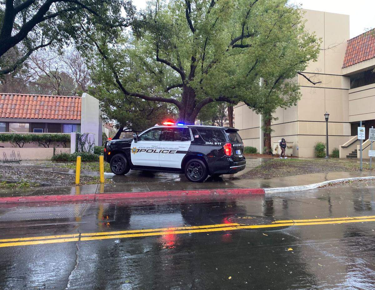 Officers were looking for a suspect after an assault at Fresno City College on Monday morning, Jan. 9, 2023.