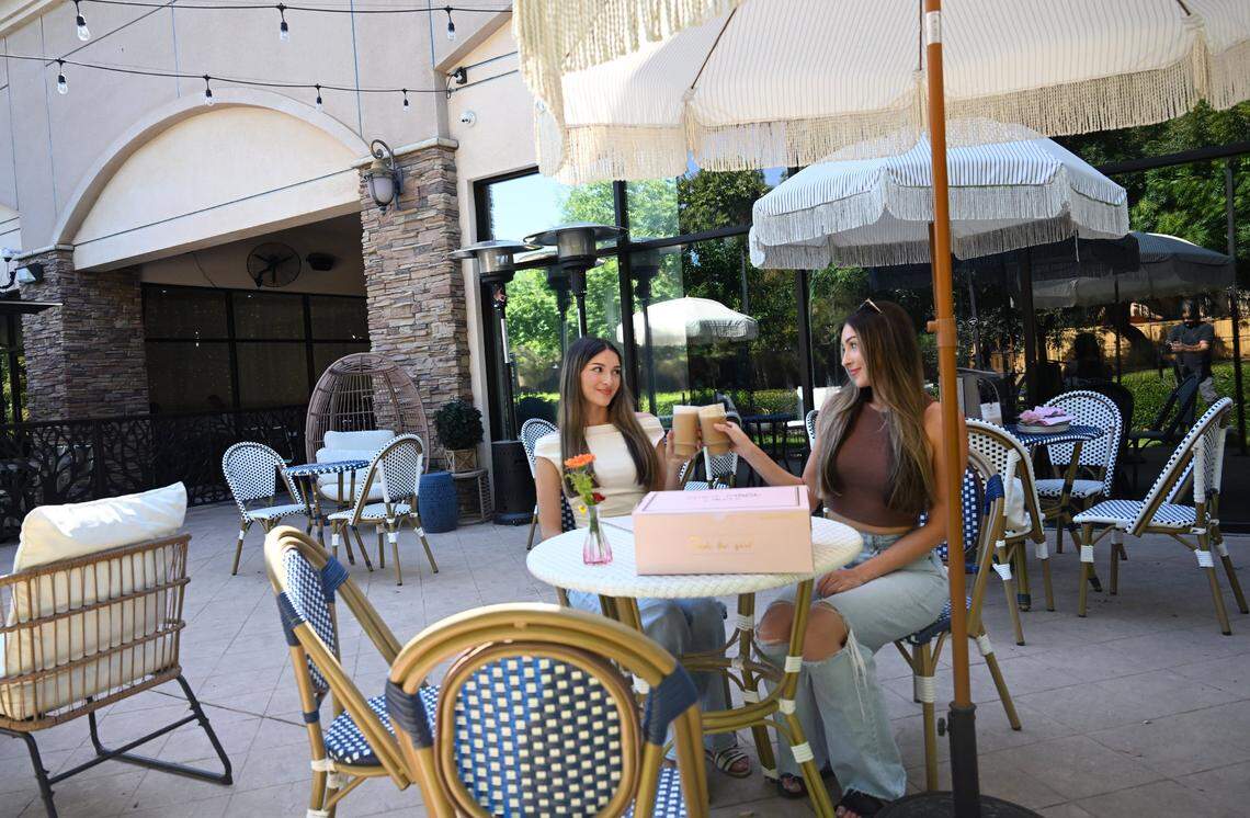 Spirit Made Cakes Bakery and Cafe offers a patio in back that faces the Clovis Old Town Trail, photographed Sept. 22, 2025 in Clovis.