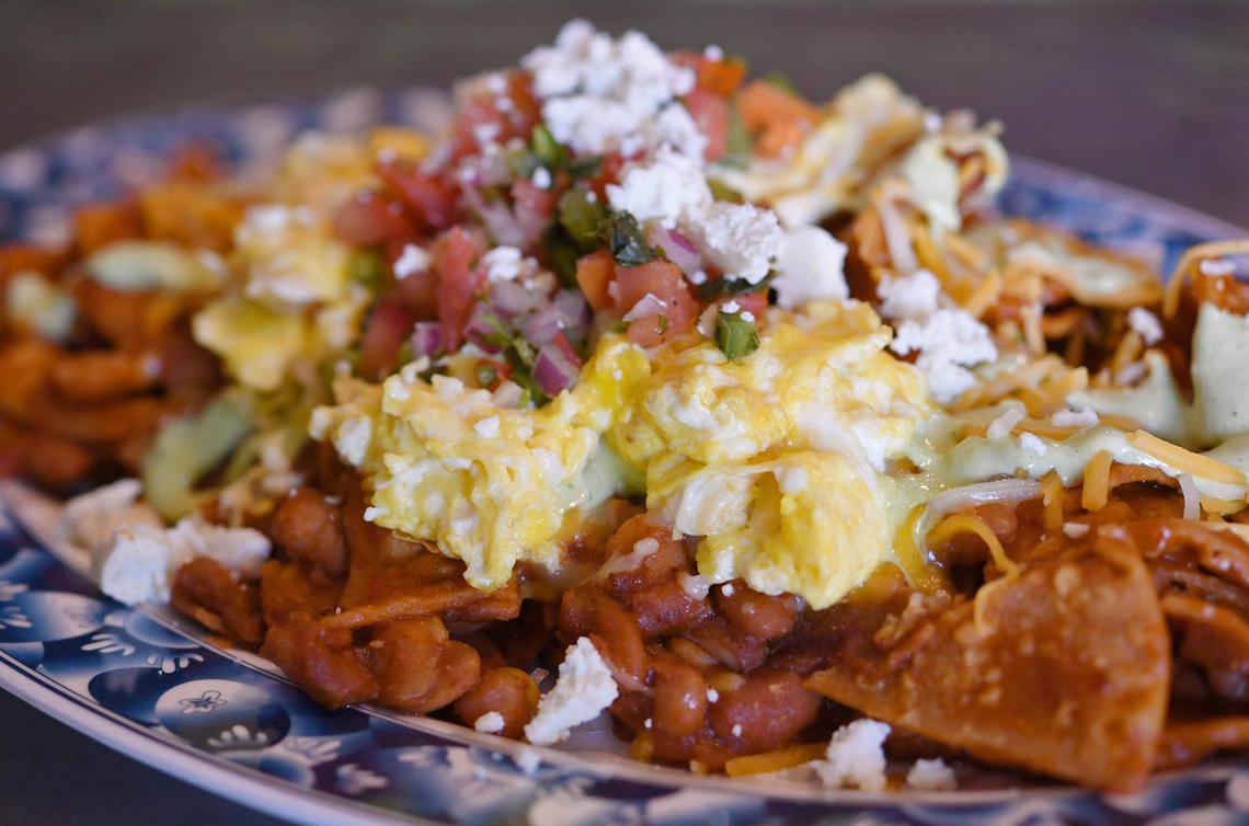 A plate of chilaquiles, served at Grandma Jane’s Kitchen, a new restaurant on E Street near downtown Fresno’s Chinatown. Photographed Tuesday, Oct. 11, 2022.