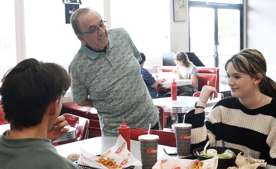 Colorado Grill founder Ali Nekumanesh greets customers at the Willow and Barstow avenue location, Friday, April 24, 2026 in Clovis.