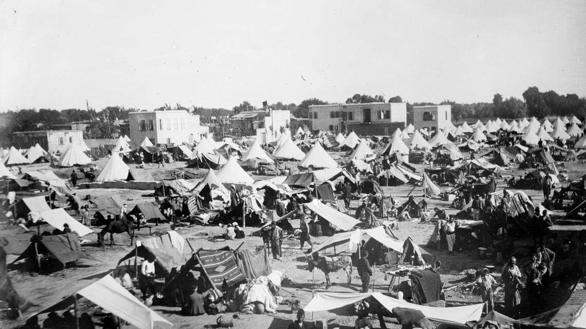 Armenian refugees in relief tents in Antep, Turkey, June 24, 1909.