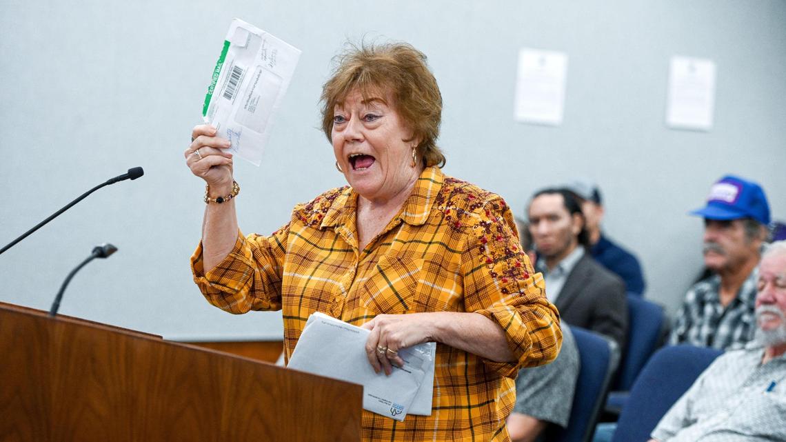Squaw Valley resident Claire Torres speaks during a meeting of the Fresno County Board of Supervisors about how the renaming of the town would affect her various bills on Tuesday, Oct. 11, 2022.