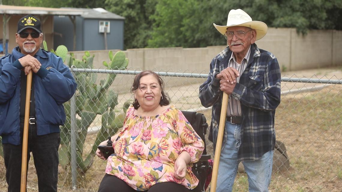  Jovita Torres (center), a resident of the unincorporated community of Tombstone Territory&nbsp;in Fresno County, and her neighbors will have their water connected with the City of Sanger this year. &nbsp;