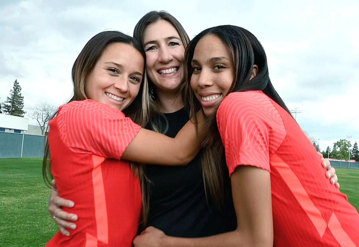 The Bee’s co-Players of the Year are Buchanan’s Logan Nidy, left, and Ciara Wilson, right, with Buchanan Bears head coach Jasara Gillette, center, as the Coach of the Year. Photographed Tuesday, March 29, 2022 in Clovis.