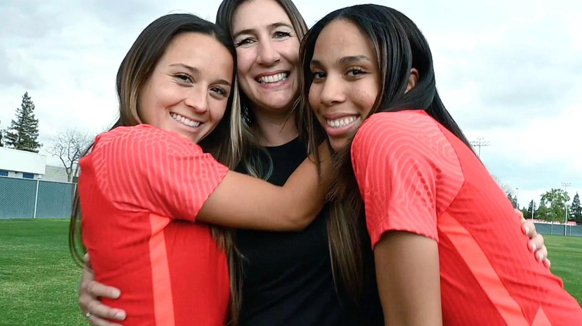 The Bee’s co-Players of the Year are Buchanan’s Logan Nidy, left, and Ciara Wilson, right, with Buchanan Bears head coach Jasara Gillette, center, as the Coach of the Year. Photographed Tuesday, March 29, 2022 in Clovis.