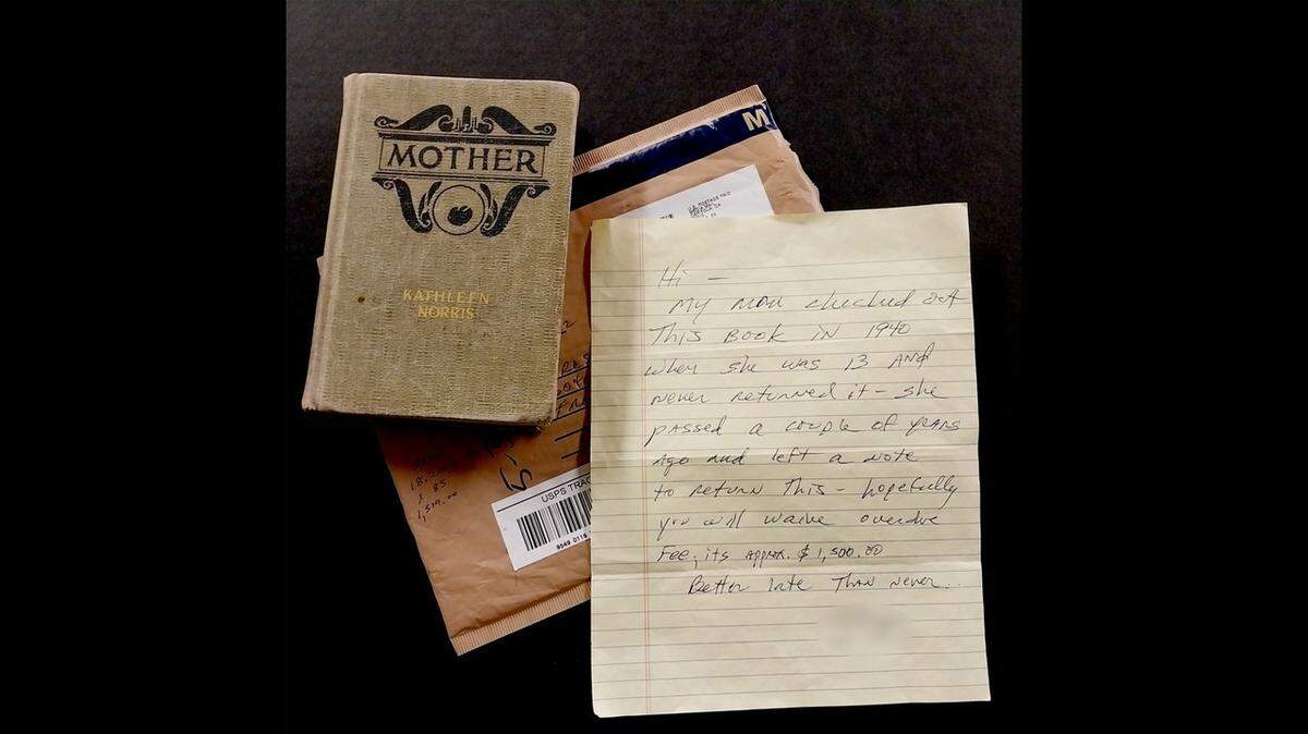 A book checked out from a Fresno library 83 years ago finally was returned. Returner asked the presumed $1,500 fine be waived since their mom is the one who checked it out.