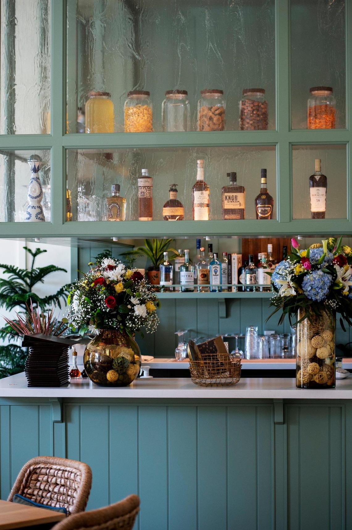 Jars of preserved items sit above the bar at the Rainbird restaurant inside the El Capitan Hotel located at 609 W. Main Street in Merced, Calif., on Thursday, Feb. 3, 2022.