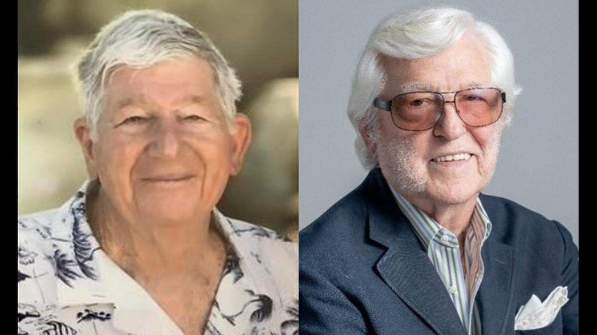 Prominent Fresno businessmen John Shehadey, left, and Bill Tatham Sr., right, both passed away in January 2023. Services for each will be held Monday, Jan. 30, in Fresno.