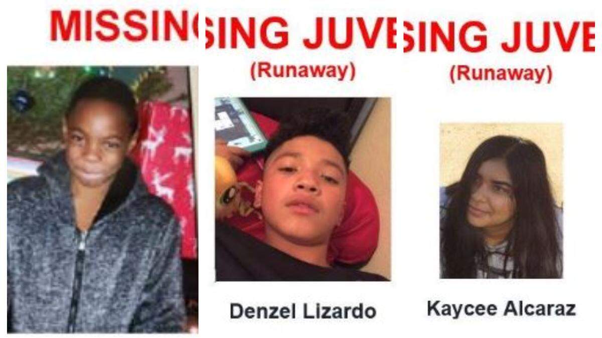 The Fresno police and county sheriff’s offices are searching for at least four minors who have been reported missing. Pictured from left: Kayden Taylor, 9; Denzel Lizardo, 13; Kaycee Alcaraz, 13.