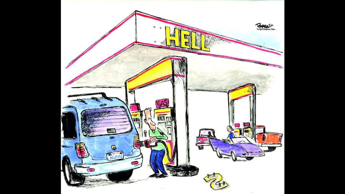 Gas prices are hell: SW Parra opinion cartoon for The Fresno Bee and Merced Sun-Star