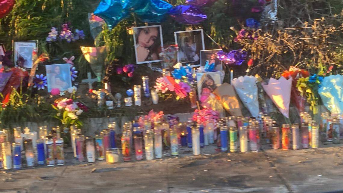 A shrine was set up after a vigil was held this week at the scene of the crash in Fresno, California.