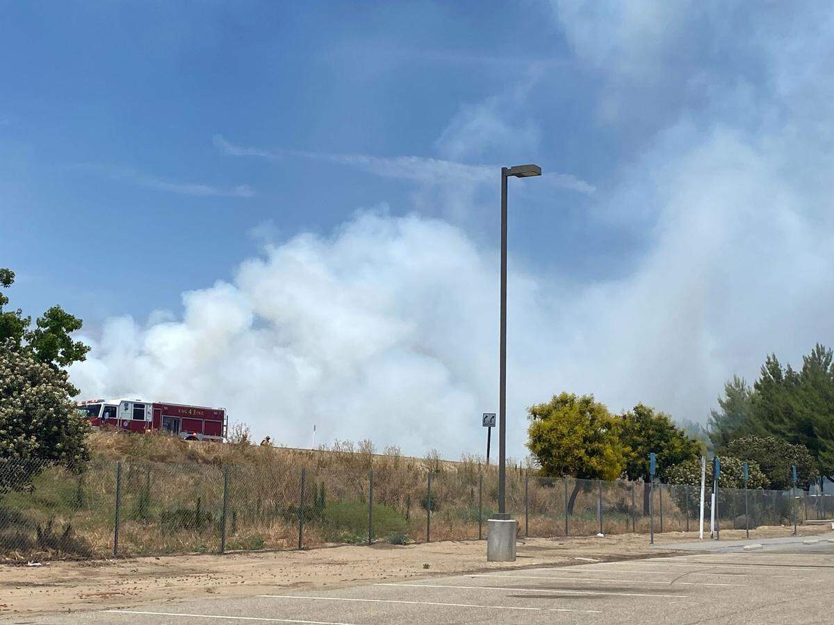 A fire that erupted early Monday afternoon in Clovis forced the closure of eastbound Highway 168, Caltrans reported.