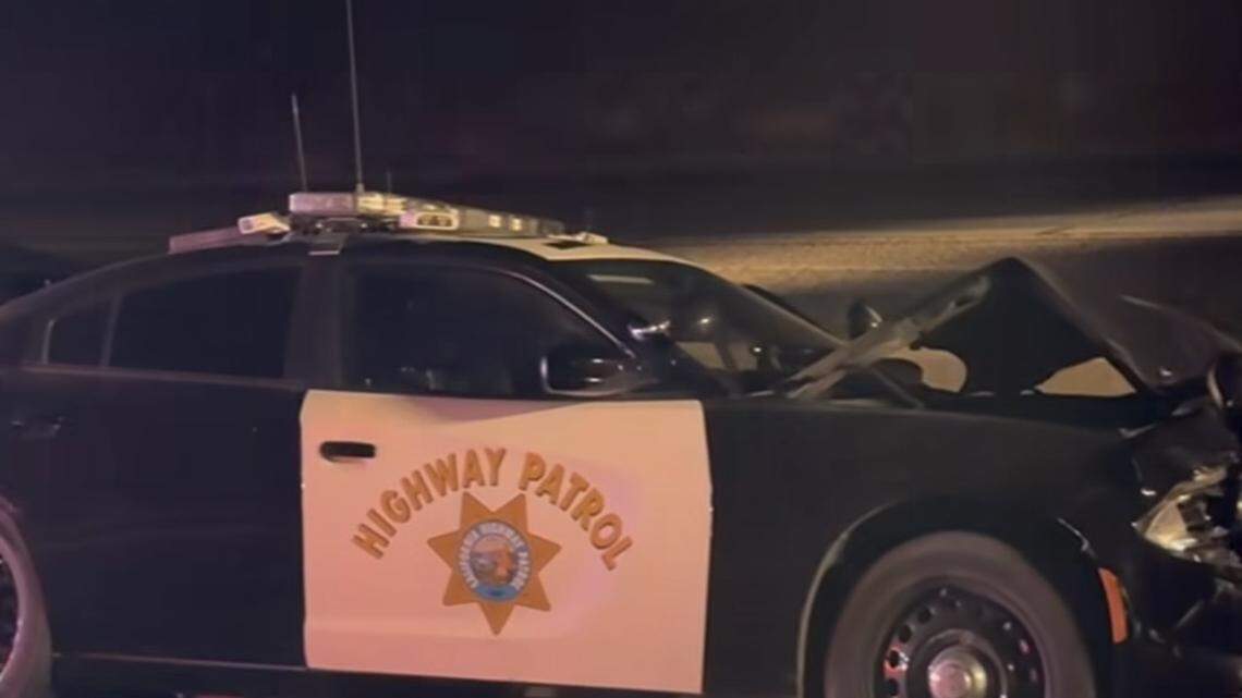 A CHP unit was rear-ended by an alleged DUI driver in Fresno, California on Sunday, Feb. 23, 2025.