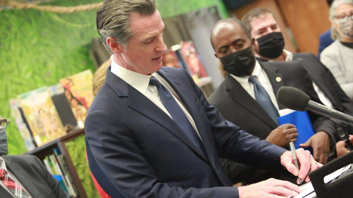 Gov. Gavin Newsom visited Fresno’s McLane High School in 2021 to announce a $4.7 billion investment in mental health and substance abuse programs for young Californians up to 25.