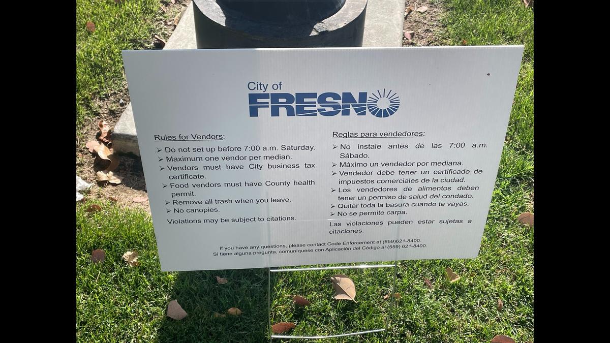 City officials posted new regulations early Saturday intended to keep the medians on Van Ness Avenue clear during spring yard sales.
