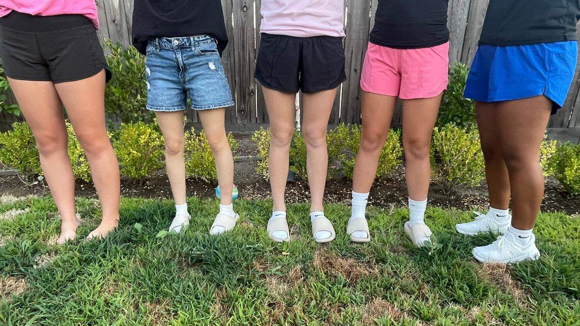 Parents at Alta Sierra Intermediate want administration to lax the dress code a little after several students were cited for what they were wearing on the first day of school. In particular, lululemon shorts (as shown being worn by four of the five girls in this photo) are not allowed.