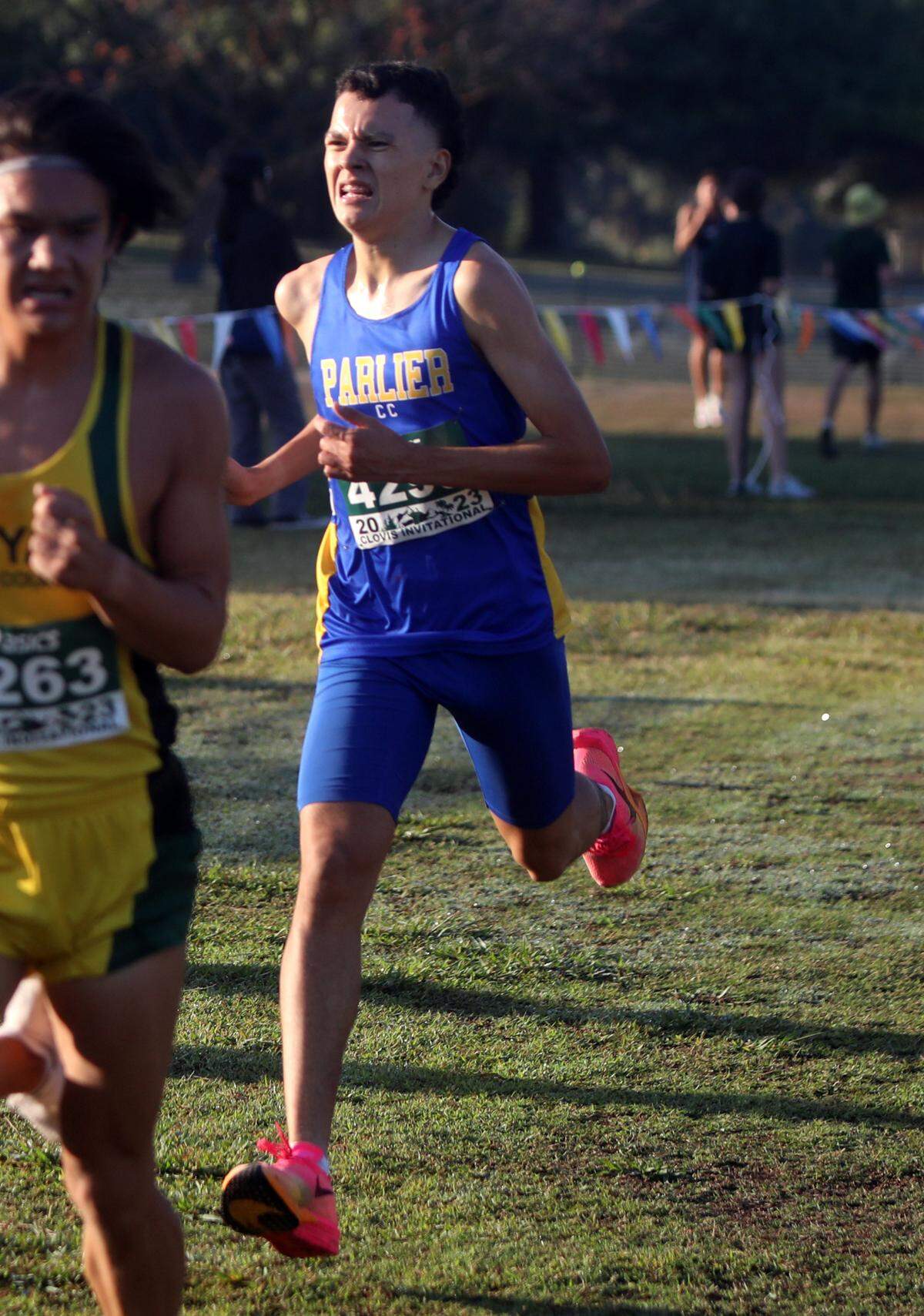 Parlier High senior Evan Pérez finished ninth (15:40.1) in the medium school race at the 44th annual ASICS Clovis Invitational at Woodward Park on Oct. 7, 2023.