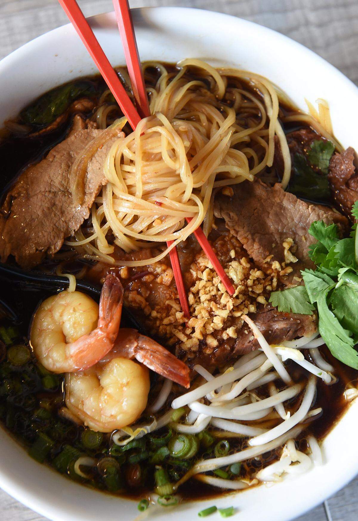 The Thai boat pho at the Ramen vs Pho restaurant in Fresno.