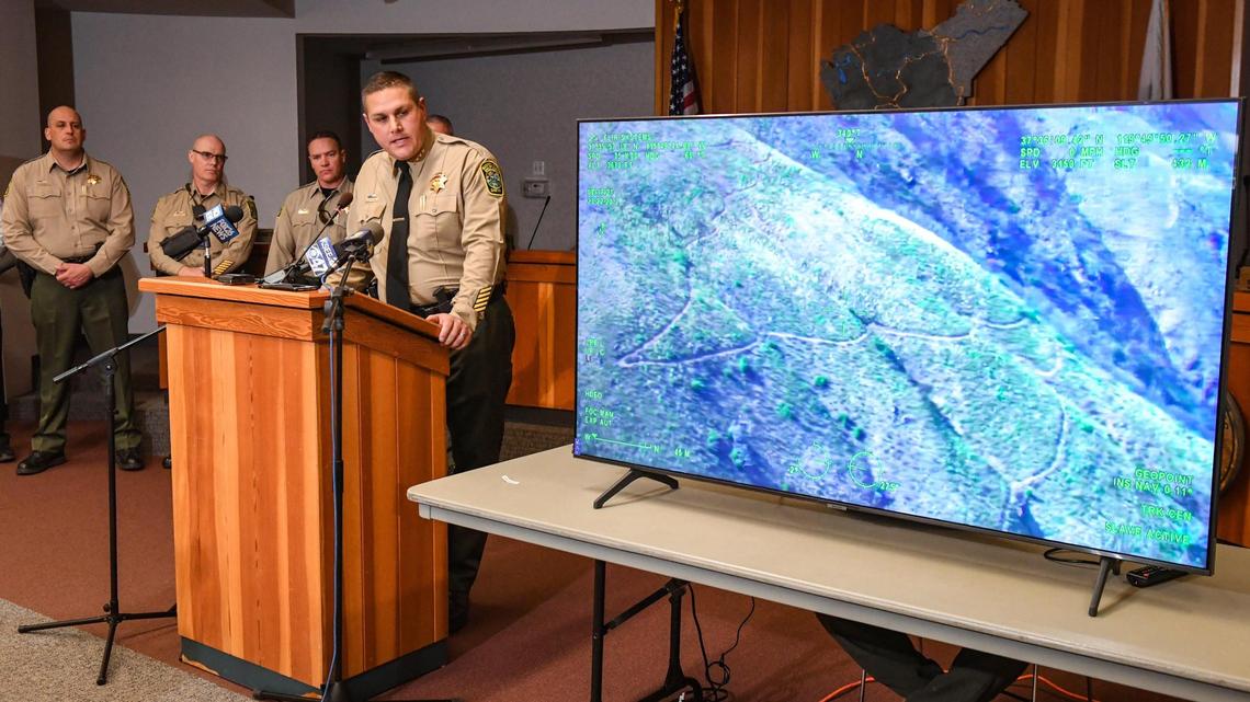 Mariposa County Sheriff Jeremy Briese speaks during a news conference on Thursday, Oct. 21, 2021, to announce the findings in the death of a family found dead in August while hiking along a remote Sierra National Forest trail, located southwest of Yosemite National Park.