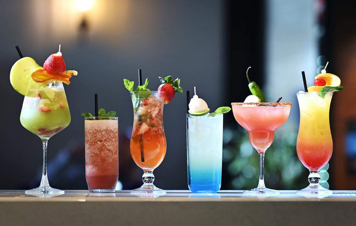 Colorful mocktails are available at The Yellow Chilli which has just opened on North Palm Avenue, bringing modern Indian food to Fresno. Photographed Wednesday Jan. 7, 2026.