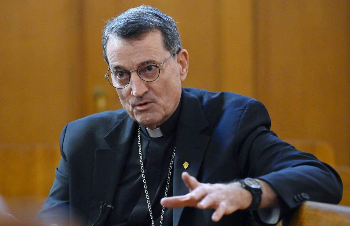 Fresno Bishop Joseph V. Brennan of the Diocese of Fresno is interviewed at The Shrine of Saint Therese Catholic Church Wednesday, April 1, 2026 in Fresno.