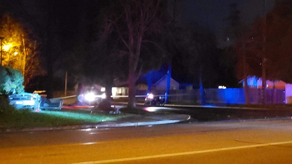 Ashlan Avenue at Bond Street was closed while police investigated a rollover crash that left two men in critical condition on Friday night, March 8, 2019.