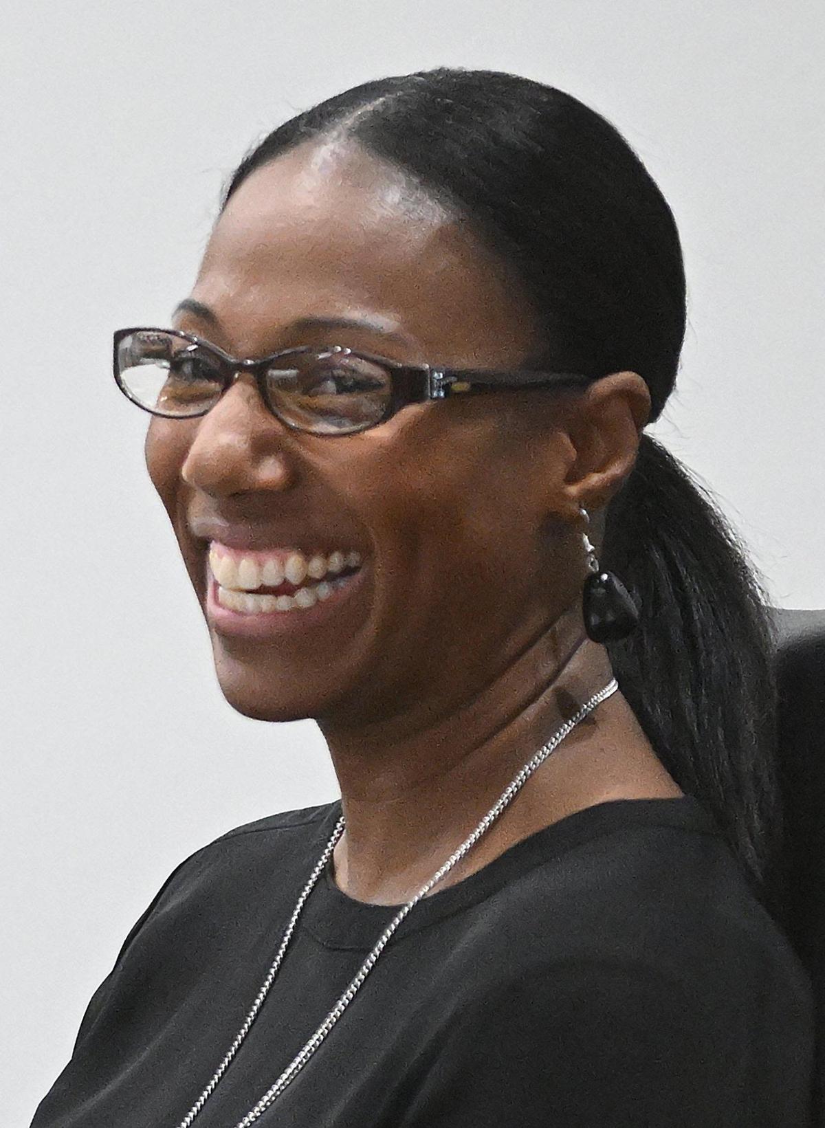 Clovis Unified Board Vice President Yolanda Moore is seen at the Clovis Unified School District board meeting Wednesday, April 3, 2024 in Clovis.
