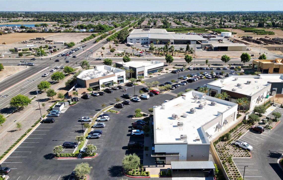 The Row is a new development at the northwest corner of Willow and Shepherd avenues consisting of housing and retail shops. Photographed Wednesday, July 12, 2023 in Fresno.
