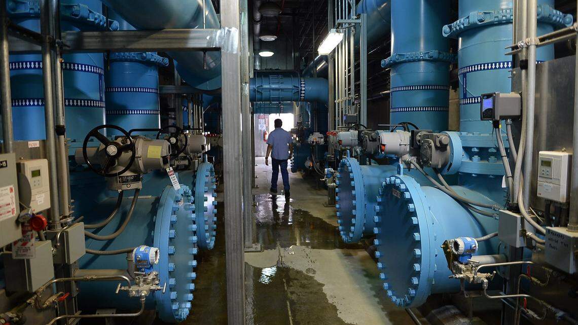 This is an area called the filter gallery at the city of Fresno's water treatment plant on Chestnut near Behymer in northeast Fresno.
