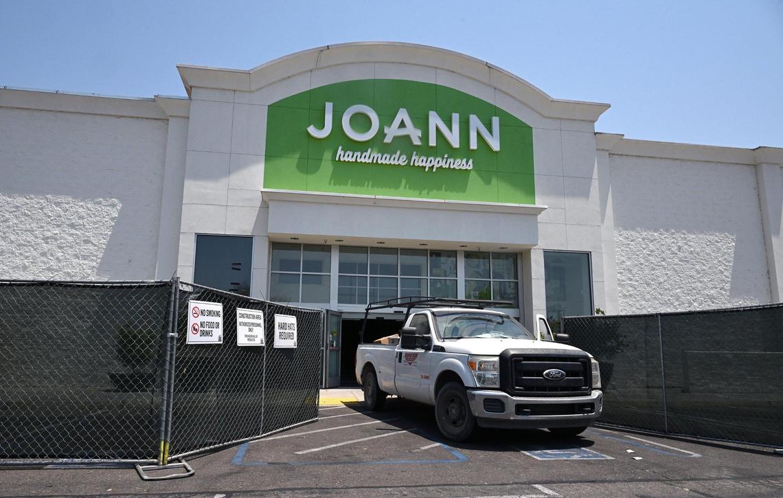 The former Joann fabric and craft store at River Park is headed toward demolition. Photographed Monday, July 14, 2025 in Fresno.
