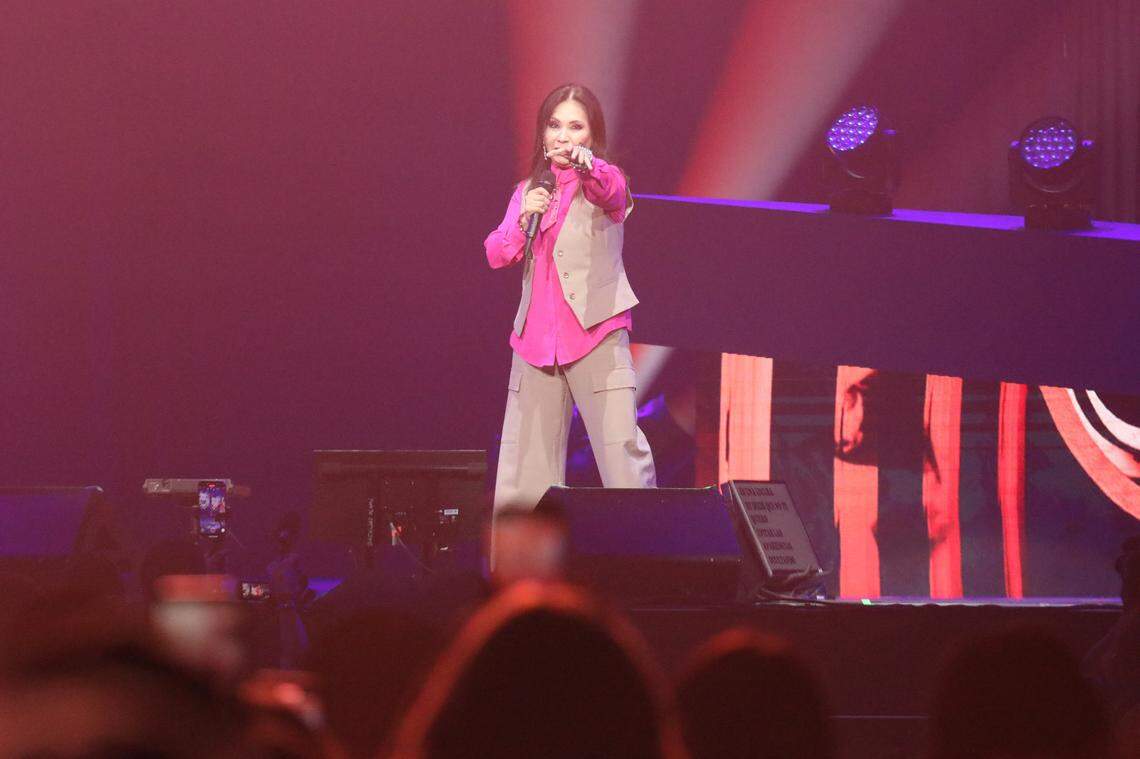 Mexican legend Ana Gabriel performs during her ‘Claro de Luna” Tour at Save Mart Center on Sept. 6, 2025, in Fresno.