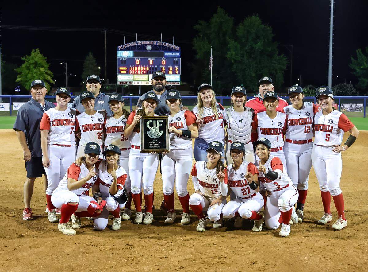 Chowchilla poses for a team photo after winning the Central Section Division III championship.