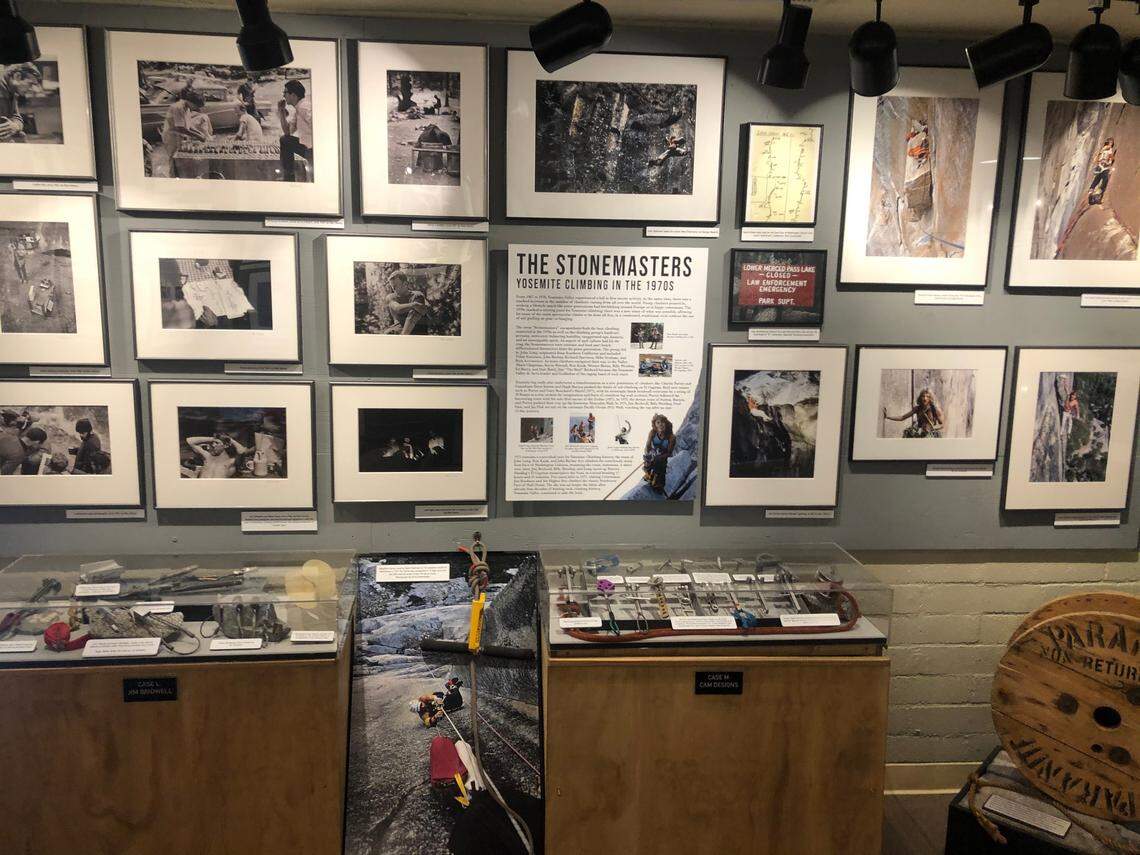 The inside of a new climbing museum at 5180 Highway 140, Mariposa that showcases Yosemite climbing history.