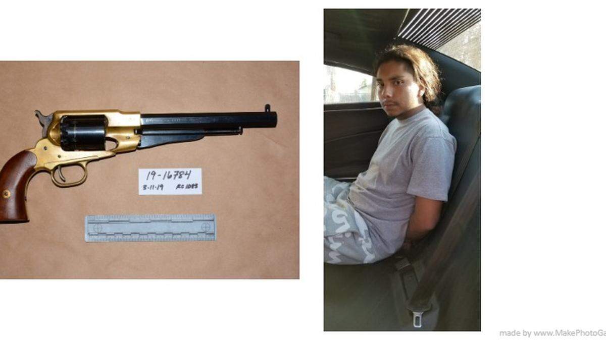 Fresno police seized a Civil War-type weapon from an alleged gang member Monday night.