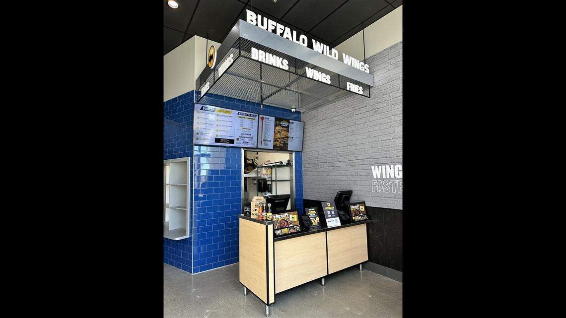 Buffalo Wild Wings GO is the company’s newest concept, pictured here in this handout photo. The smaller location focuses on takeout orders.