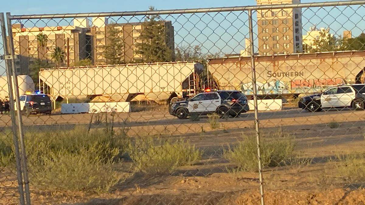 A man later died at a Fresno, California hospital after he was struck by a train on Saturday, Oct. 14, 2023.