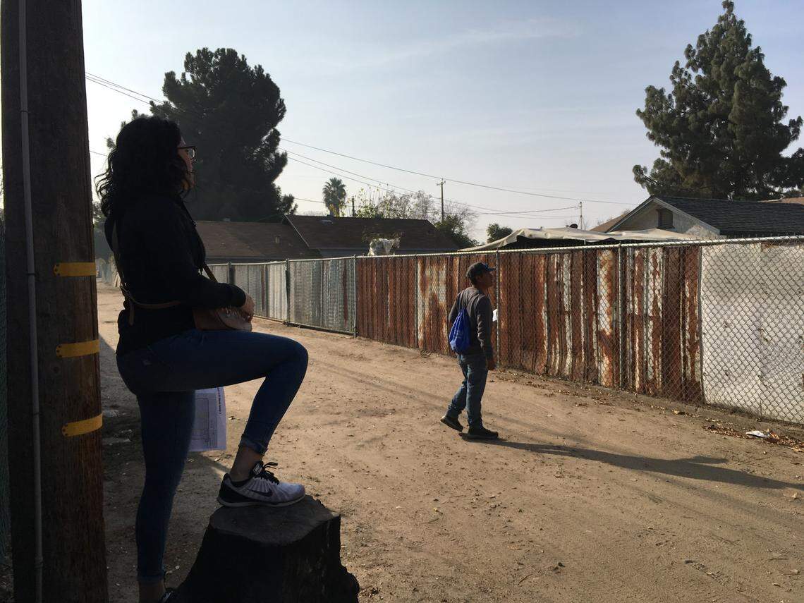Canvassers working on a pilot project for the Central Valley Immigrant Integration Collaborative walked through alleyways in Fresno to identify "unconventional" housing units likely not counted in the Census.