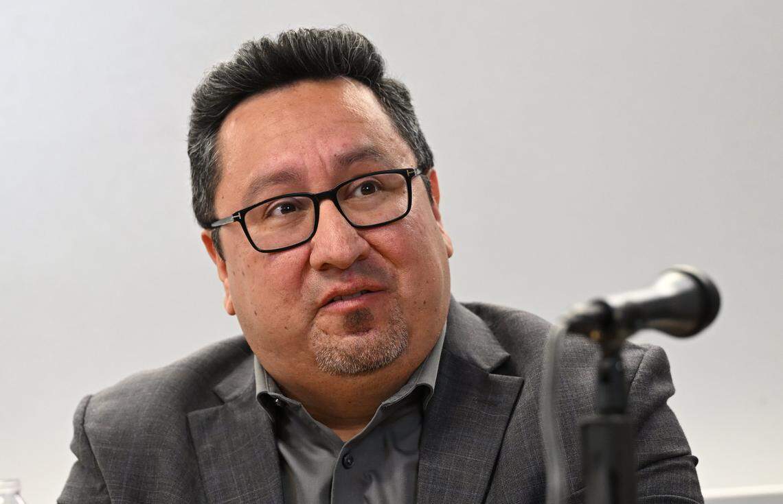 Dictrict 1 candidate Rob Fuentes seen during a Fresno City Council forum held by The Fresno Bee Friday, April 17, 2026 in downtown Fresno
