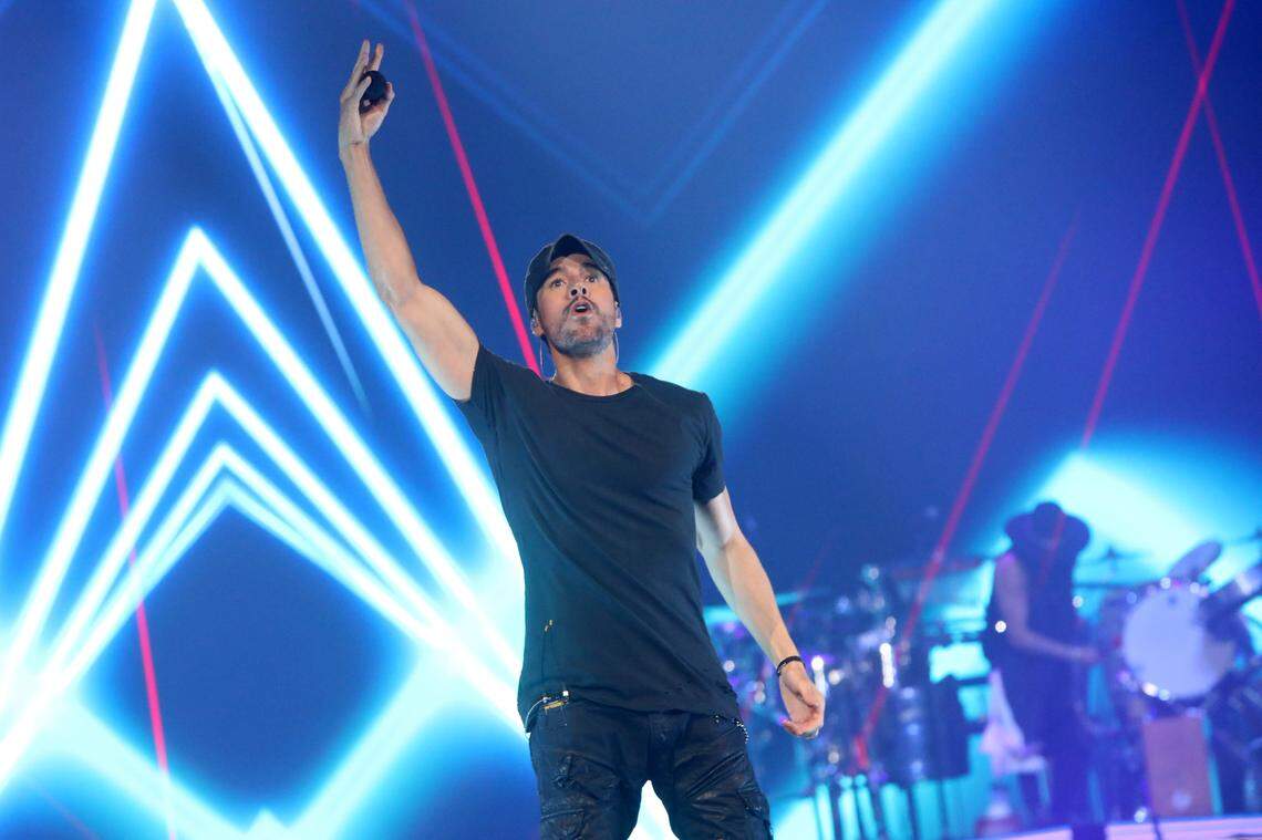 Enrique Iglesias during the second part of the Trilogy Tour 2024 with global phenomena Ricky Martin and Pitbull at the Save Mart Center in Fresno on Tuesday, Jan. 30, 2024.
